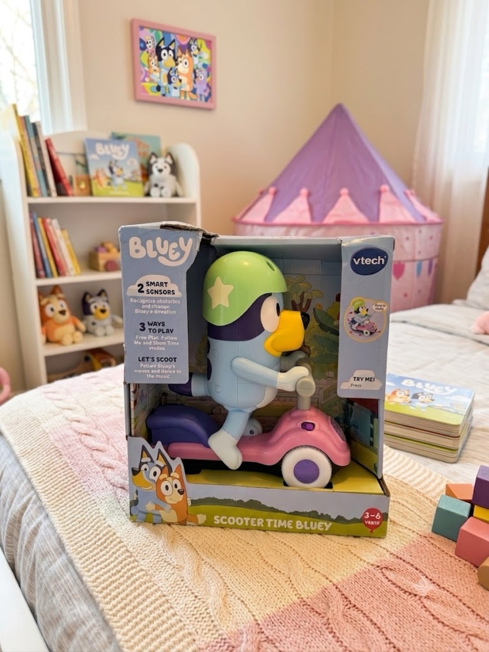 Bluey Scooter Time Bluey Toy — Pink & Green Ride-On Figure
